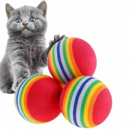 Mainan Bola Anjing Kucing Gigitan Warna Warni Pelangi Pet Dog Cat Toy