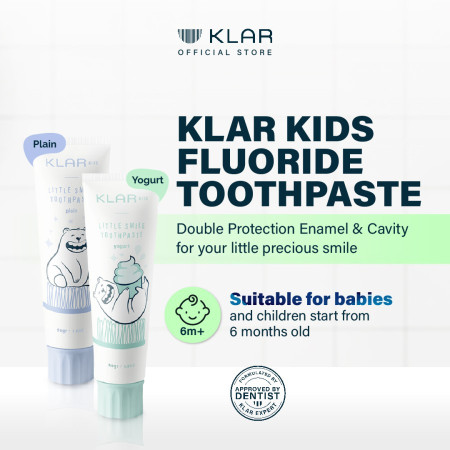 KLAR Kids Flouride Toothpaste / Pasta Gigi Odol Bayi & Anak 0-3 Thn - Plain