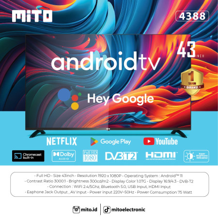 MITO Android TV 4388 43 inch- Android 11.0 - FHD