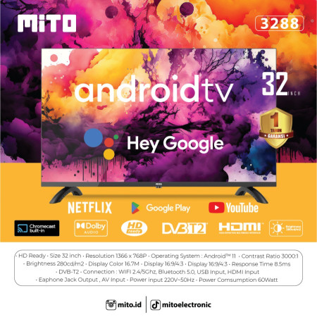 MITO Android TV 3288 32 inch- Android 11.0 – HD Ready