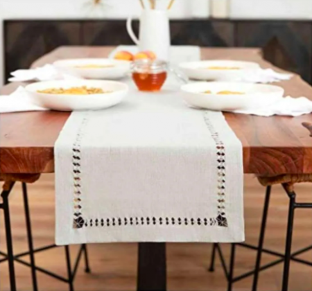 PROVIMO HOME Hemstitched Table Runners (4 x 36 Inch, Cool Grey)
