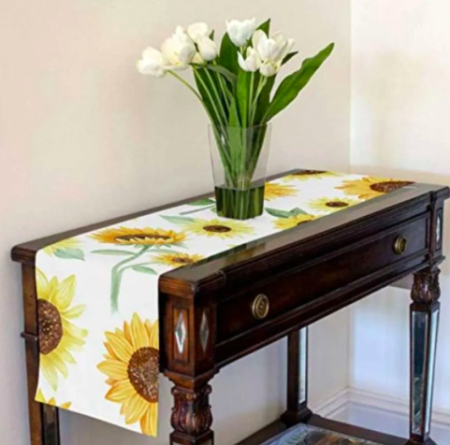 A LuxeHome Yellow, Green and White Sunflower Boho Floral Watercolor