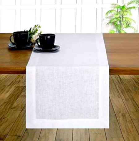 D'Moksha Homes 00% Pure Linen Hemmed Table Runner - 4 x 20 Inch Snowy