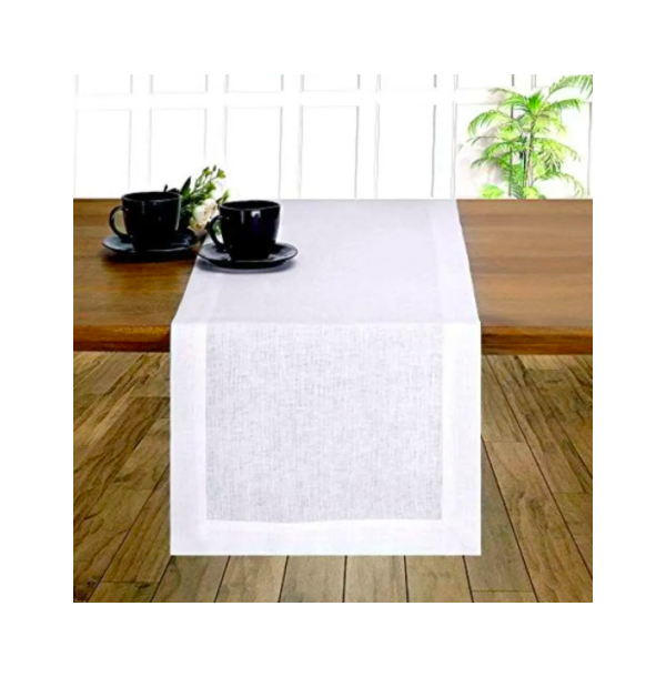 D'Moksha Homes 00% Pure Linen Hemmed Table Runner - 4 x 20 Inch Snowy