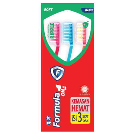 Formula Sikat Gigi Silver Protector Ripple Soft 3 pcs Toothbrush