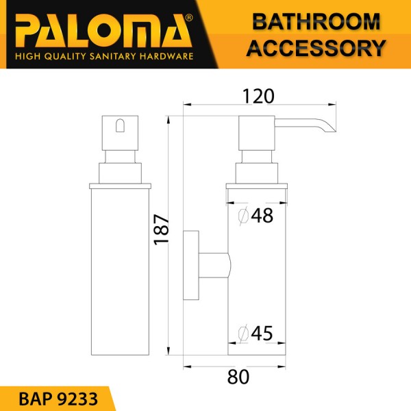 PALOMA BAP 9233 Dispenser Sabun Shampoo Cair Tempat Botol Pump Dinding