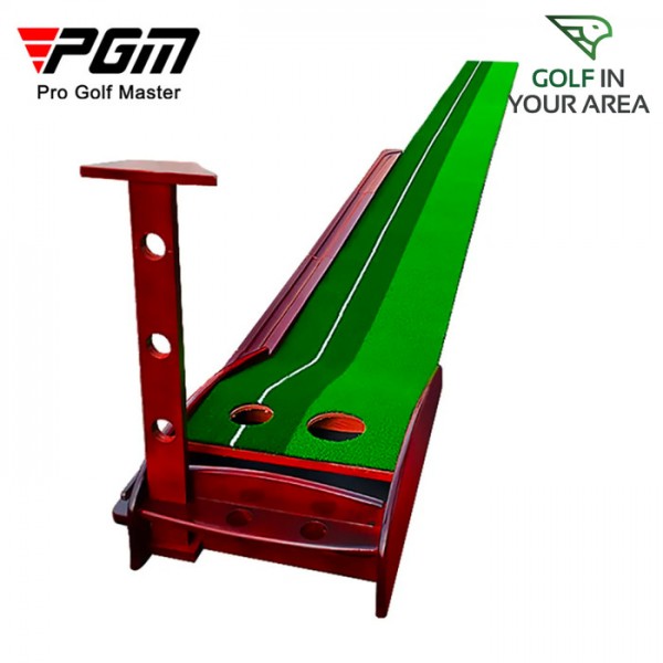 PGM Wooden Golf Putting Green Mat Trainer 3M With Auto Ball Return