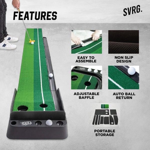 Golf Putting Trainer Mat Indoor Practice - Karpet Golf Putter 3M