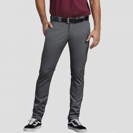 DICKIES-WP811 Skinny Fit Straight Double Knee-Charcoal