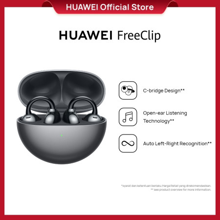 HUAWEI FreeClip Open-Ear TWS Earphone | C-Bridge Design | 36h Battery - Black