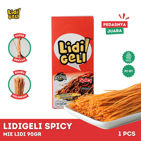 Lidi Geli - Mie Lidi Rasa Spicy 90gr Camilan Kering Pedas - Cucigdg-spcy