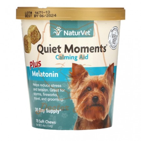 [ECER PER TAB] NaturVet Calming Aid Plus Melatonin Suplemen Anjing