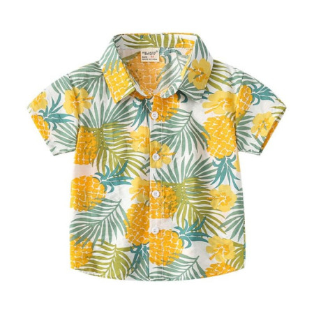 MaruKids - Beach Shirt | Atasan kemeja pantai anak laki-laki 1-7 thn - Pineapple, 90