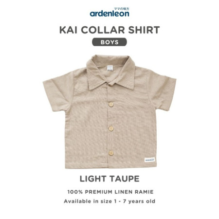 ARDENLEON Atasan Kemeja Anak Kai Collar Shirt - Light Taupe, M (1-2 Yr)