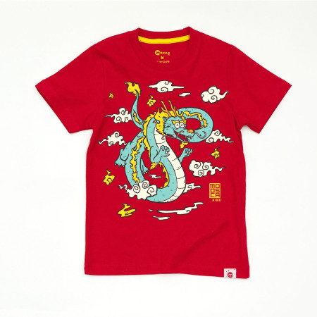 Kaos Imlek Tahun Naga Anak - MOOSCA KIDS - Dragon - T-Shirt Merah Anak - 3XL