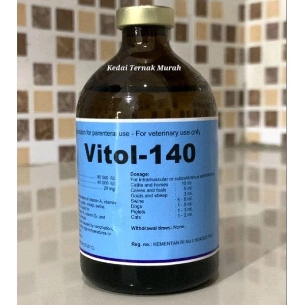 Vitol 140 inj 100 ml Vitamin Ade Meningkatkan Fertilitas dan Pertumbuhan Hewan