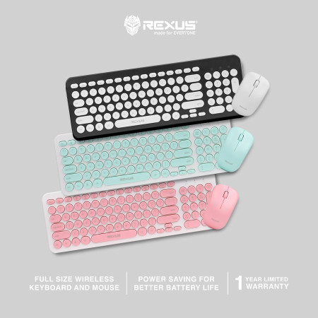 Keyboard Mouse Rexus Wireless KM10 Combo - Hitam Putih