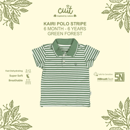 CUIT Kaos Kemeja Anak Laki-laki Polo Shirt Stripe Kairi - Wangki - Green Forest, XL (2-3 Tahun)