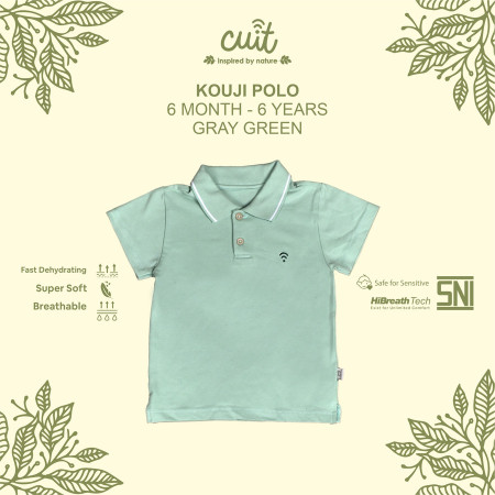 CUIT Kaos Kemeja Anak Laki-laki Polo Shirt Kouji - T-shirt Anak Wangki - Gray Green, XL (2-3 Tahun)