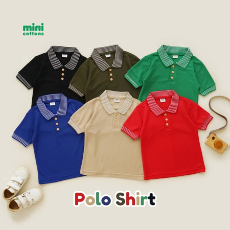 Minicottons Kaos Kerah Polo Shirt Anak Laki laki 1-12 Tahun - Cream, 1-2 tahun