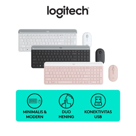 Logitech MK470 Combo Slim Keyboard Mouse Wireless Slim