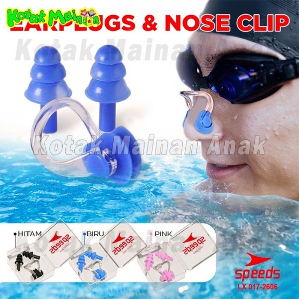 Clip Klip Nose Klip Penutup Hidung Telinga Renang Earplug Swim Speeds - Hitam