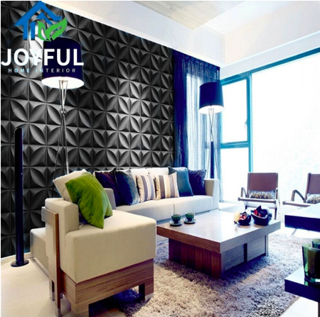 Joyful Home Interior - Wallpaper Dinding PVC 3D Wallpanel • 30cm x 30cm • High Quality D020 HITAM