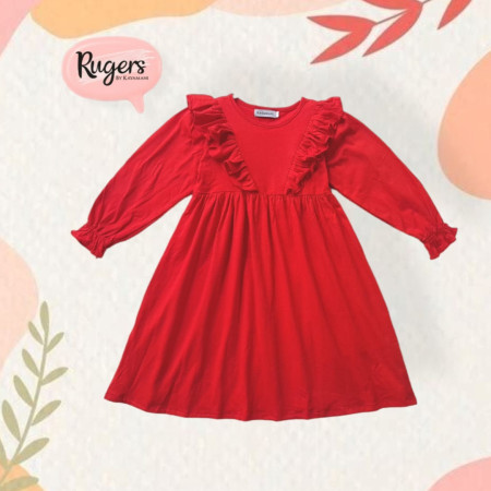 rugers By kayamani - Dress Anak Perempuan - dress rempel red chilly - 6-7 tahun