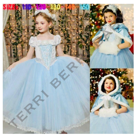 Baju kostum cosplay dress princess cinderella hadiah ulang tahun anak - S