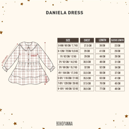 BOHOPANNA - DANIELA DRESS - DRESS ANAK PEREMPUAN - BLUEBERRY, 6-12M