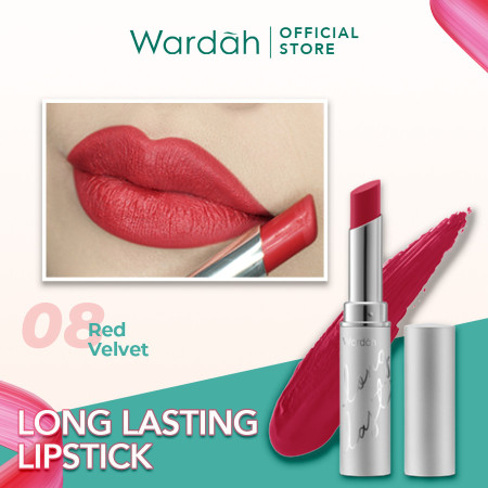 Wardah Lipstick Longlasting - Tahan Lama dan Lembap di Bibir - 08 Red Velvet