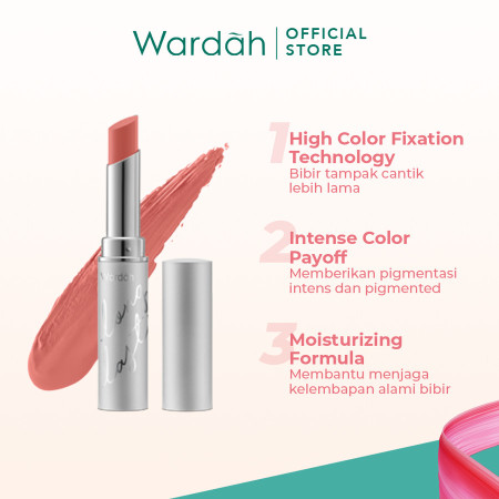 Wardah Lipstick Longlasting - Tahan Lama dan Lembap di Bibir - 08 Red Velvet