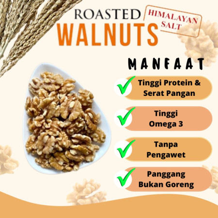 Kacang Walnut Premium himalayan salt 150gr -kacang panggang - kacang otak -oven -roasted