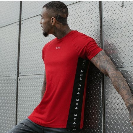 304 FIRE RED - Kaos Gym fitnes pria / baju training olahraga running