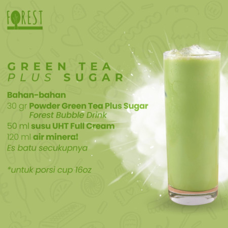 Bubuk Minuman GREEN TEA Powder 1000g PLUS GULA - Forest Bubble Drink