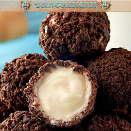 Lava Cookies Balls dengan Isi Cream Susu Lumer dan Manis Dengan Lapisan Coklat Cruchy Berat Bersih 10gr/Pcs