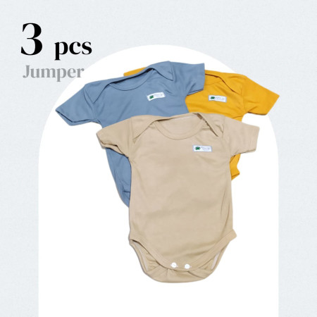 3 pcs Pakaian Bayi Jumper Newborn 0-6 bulan Tangan Pendek