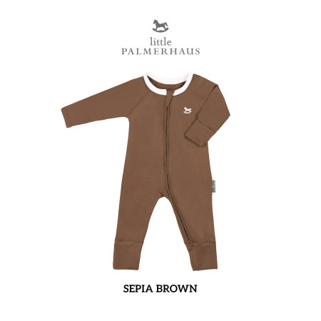 Little Palmerhaus - Baby Retro Sleepsuit 5.0 (Jumper Bayi) - Sepia Brown, 3 Months