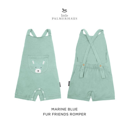 Little Palmerhaus - Jumper Bayi Fur Friends Romper - Marine Blue, 0-6 M