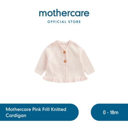 Mothercare Pink Frills Knitted Cardigan - Kardigan Bayi (Pink) - 6-9 months