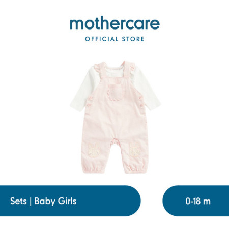 Mothercare My First Dungarees & Bodysuit - Set Pakaian Bayi (Pink) - 12-18 Months