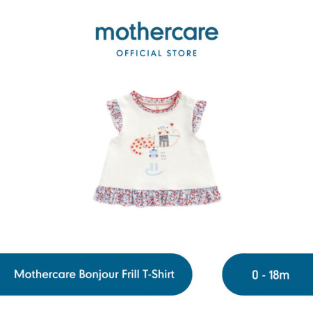 Mothercare Bonjour Frill T-Shirt - Kaos Bayi Perempuan (Multi) - 1-3 months