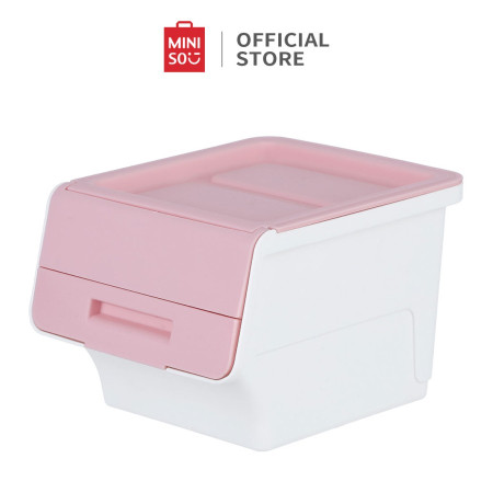 MINISO Kotak Penyimpanan Mini Dengan Pembukaan Lebar Kapasitas Tinggi - Merah Muda