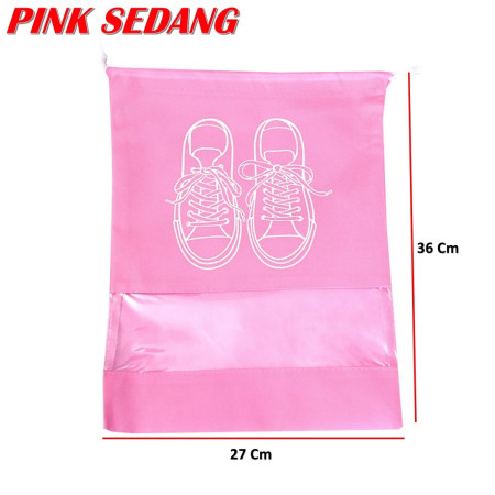 DOS - Tas Sepatu Korean Style Shoe Storage Bag Tas Serut Sandal - SEDANG PINK