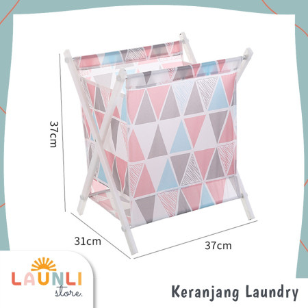 Keranjang Baju Kotor Tempat Cucian Laundry Bag Kotak Lipat - Segitiga Pink