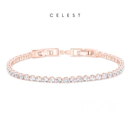 Celest - Eternal Rose Gold Tennis Bracelet Jewelry (Adjustable) | Aksesoris Perhiasan Gelang Wanita Lapis Emas Asli 18K Gold Plated