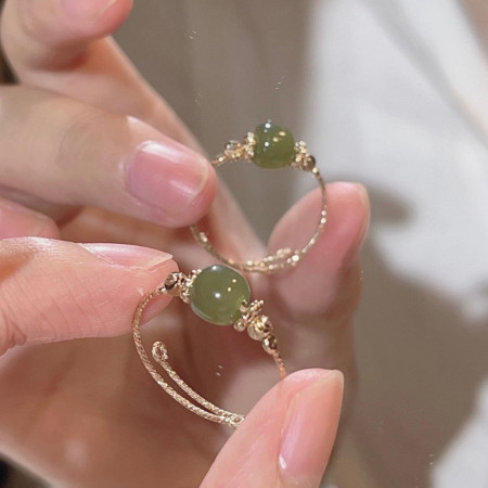 C78(Beli 2 dapat Bonus) COD Cincin giok hijau simple titanium Perhiasan Rings