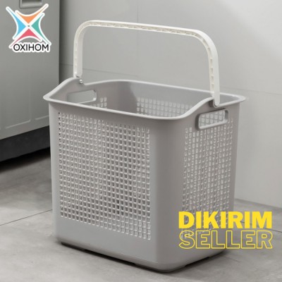Oxihom Tempat Keranjang Baju Kotor Pakaian Plastik Laundry Basket - Abu - Seller