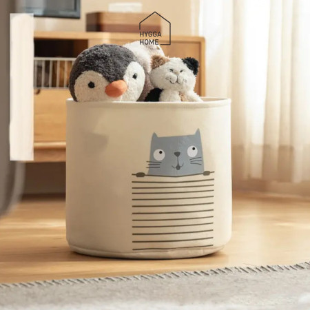MIKKI Keranjang Canvas Baju Pakaian Lipat Laundry Bag Tempat Mainan - Cat
