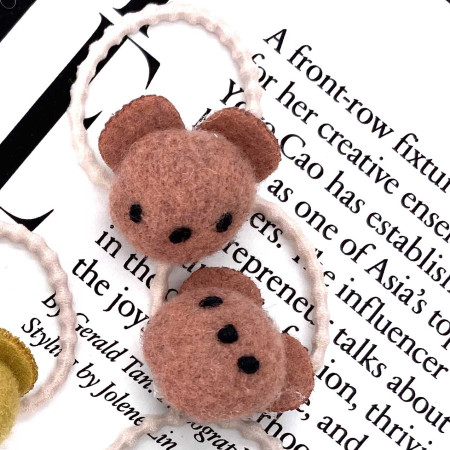 W! Accessories Ikat Rambut Anak Korea Beruang Handmade (psg) 61040600 - Pink Tua